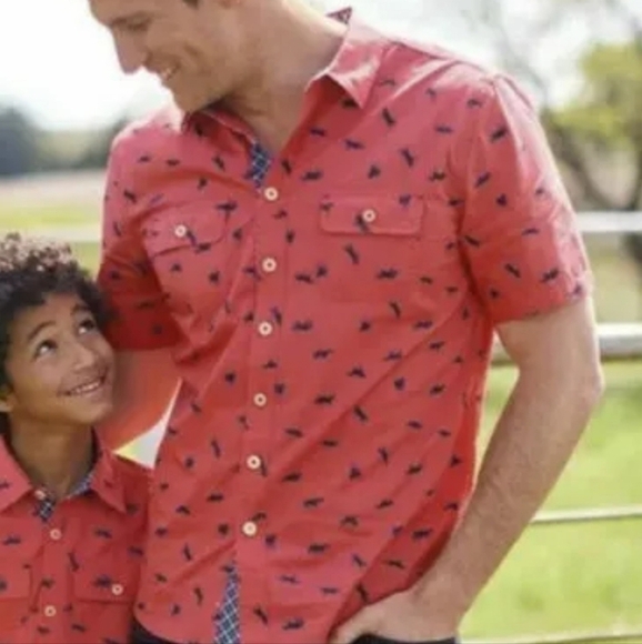 MATILDA JANE CLOTHING W JOANNA GAINES RED BUTTON DOWN W BLUE HORSES, SZ LARGE - Picture 7 of 7